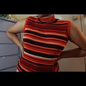 Vintage 90s striped mock-neck tank by Faded Glory